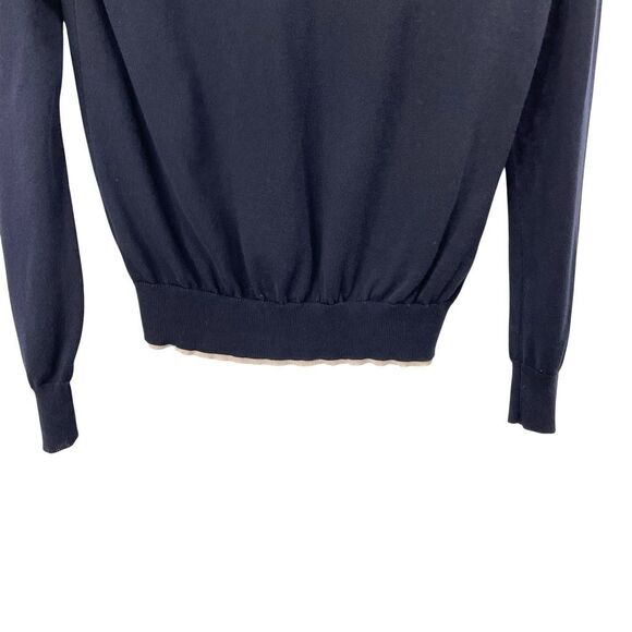 Jill Sander cotton contrast trim Sweater Size 44 navy blue made in Italy - Picture 4 of 10